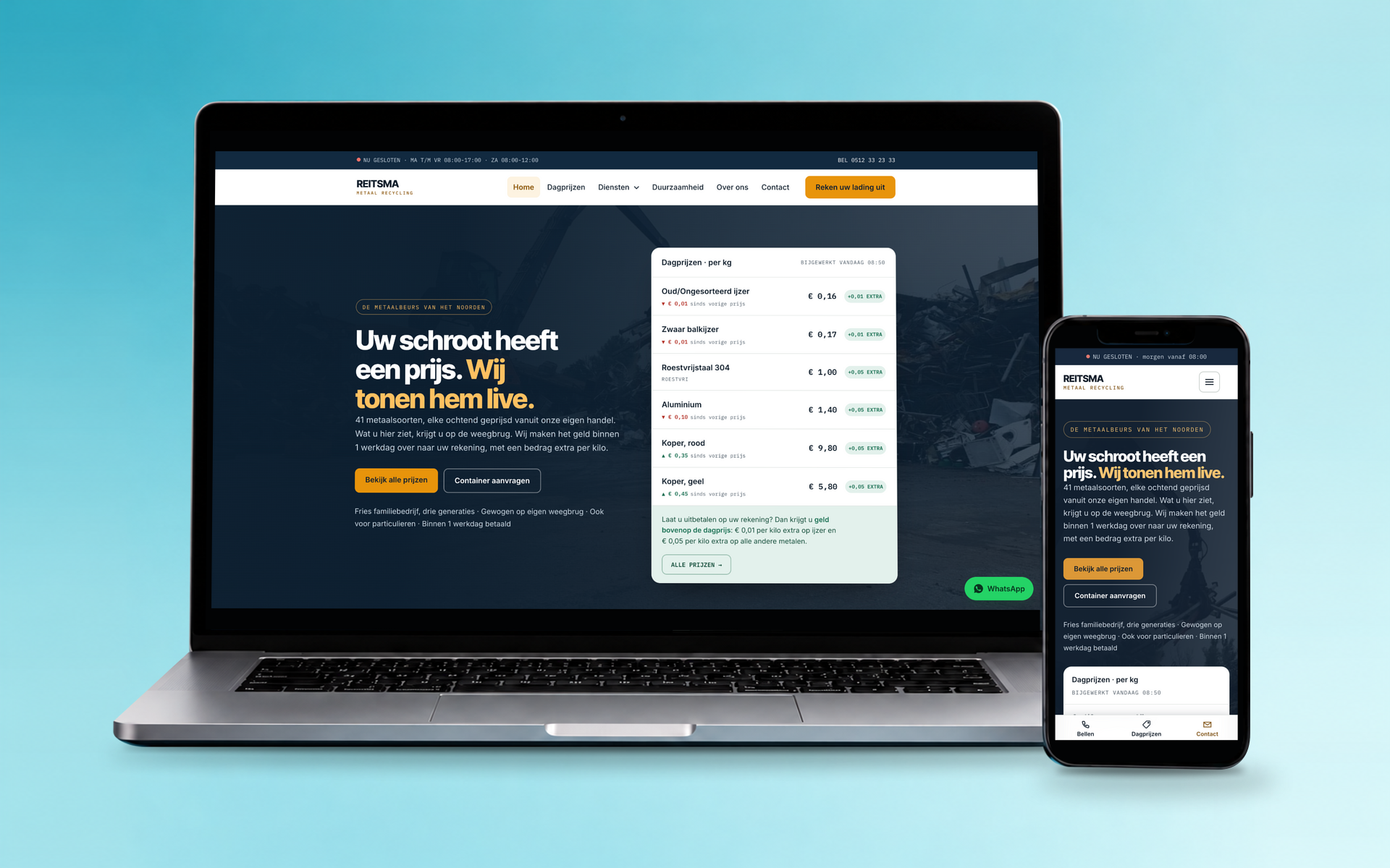 Website voor Reitsma Recycling